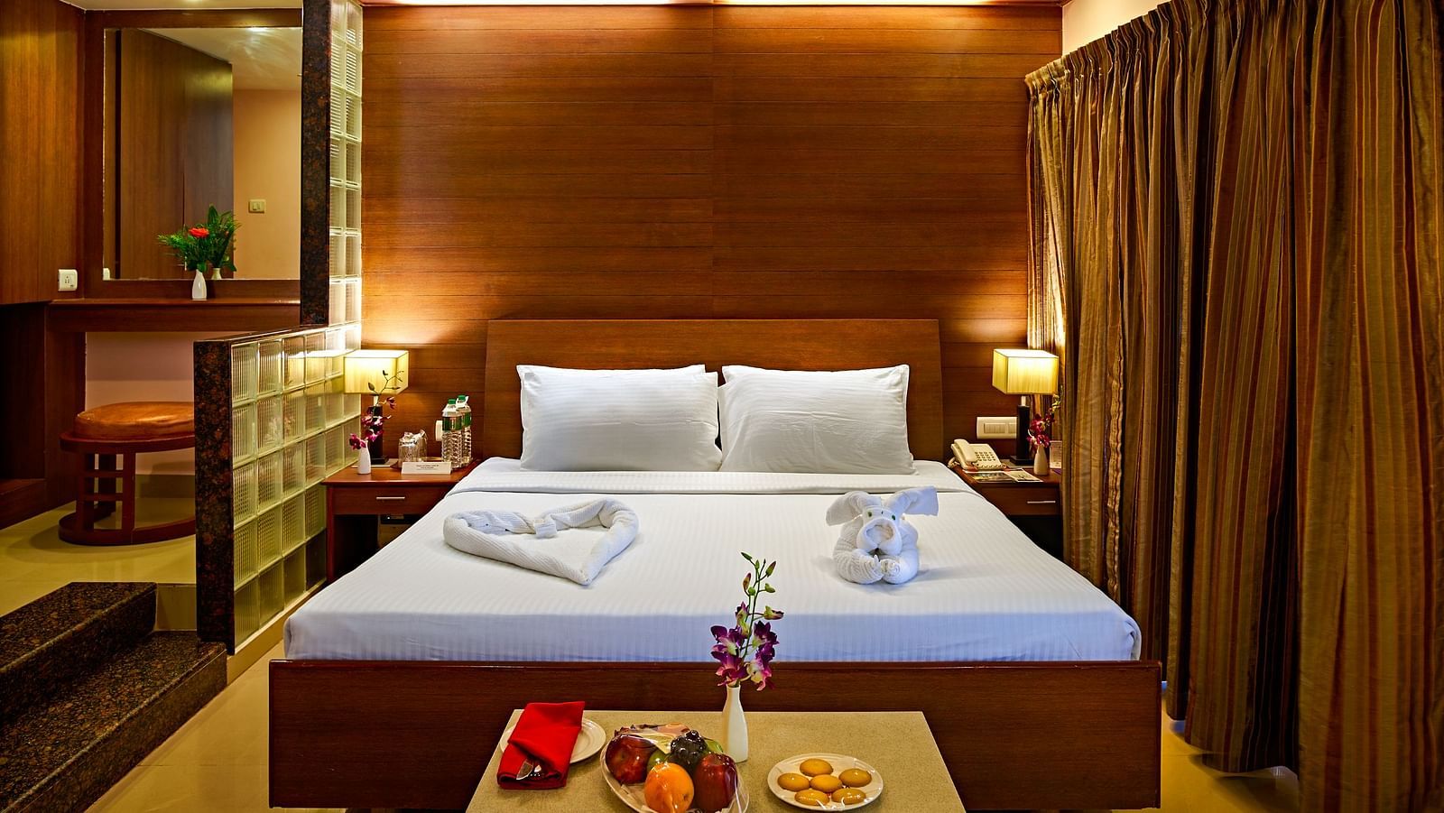 Deluxe Room is decked with a double bed at MGM Beach Resorts 