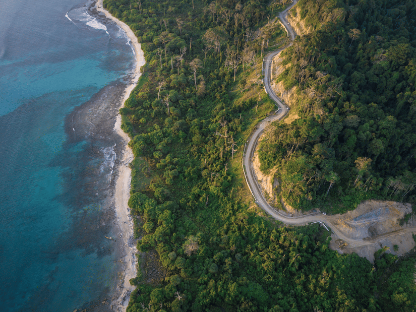 Aerial view of a beach in Andaman and Nicobar Islands in India