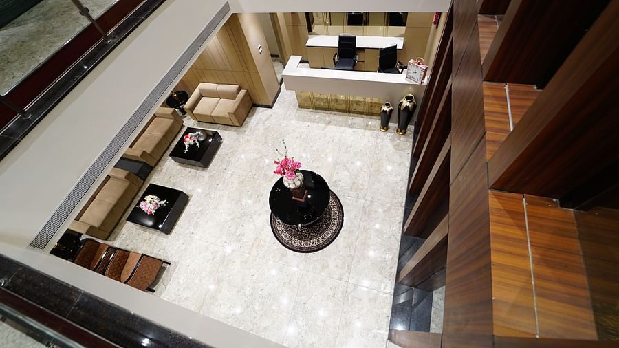 Top view of the reception area at Five Elements Hotels Maplewood Premier