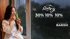 A promotional poster for the Rainy Bliss Offer at Pride Hotels Group, featuring a promo code for the package and exclusive discounts on stay, dining and laundry. 