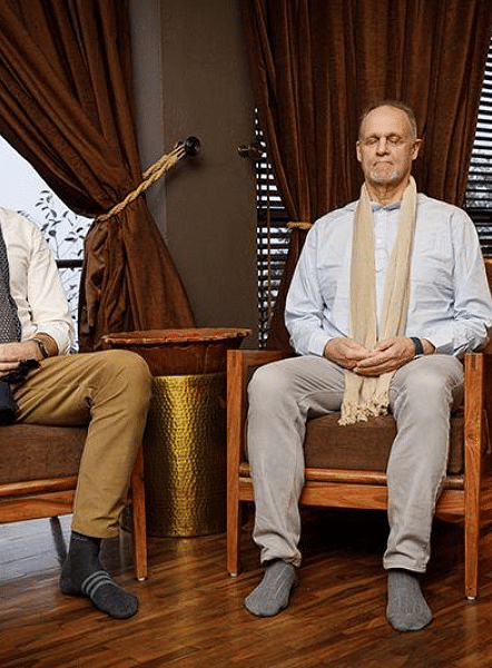 A picture of a man sitting quietly on a chair with his eyes closed | Kavya Resort and Spa, Nagarkot