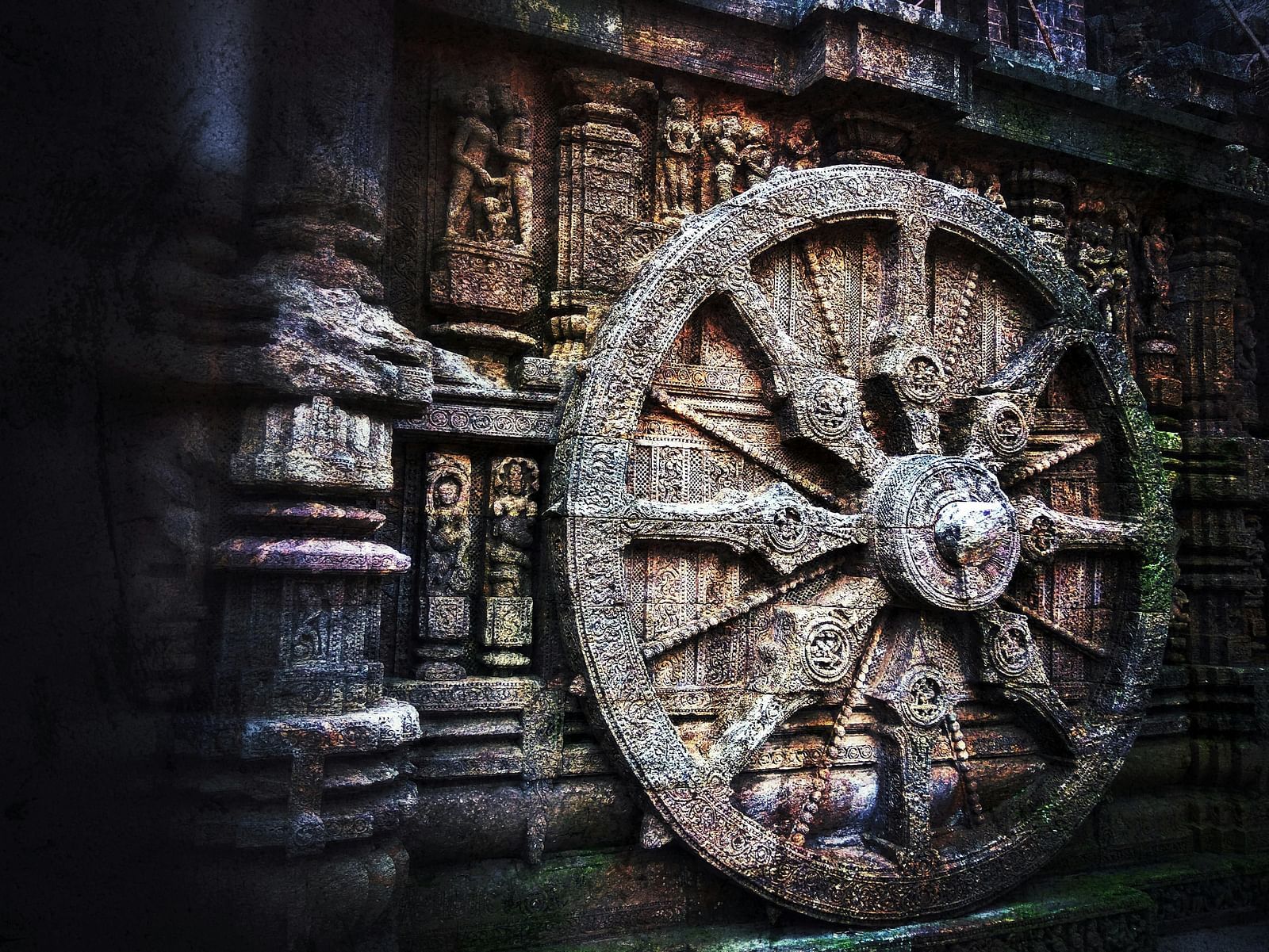 Close-up of a stone wheel