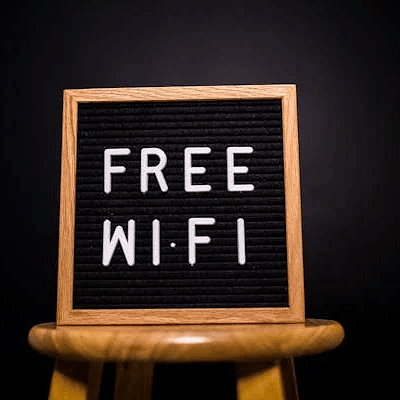 Image of a board with the sign free wi-fi