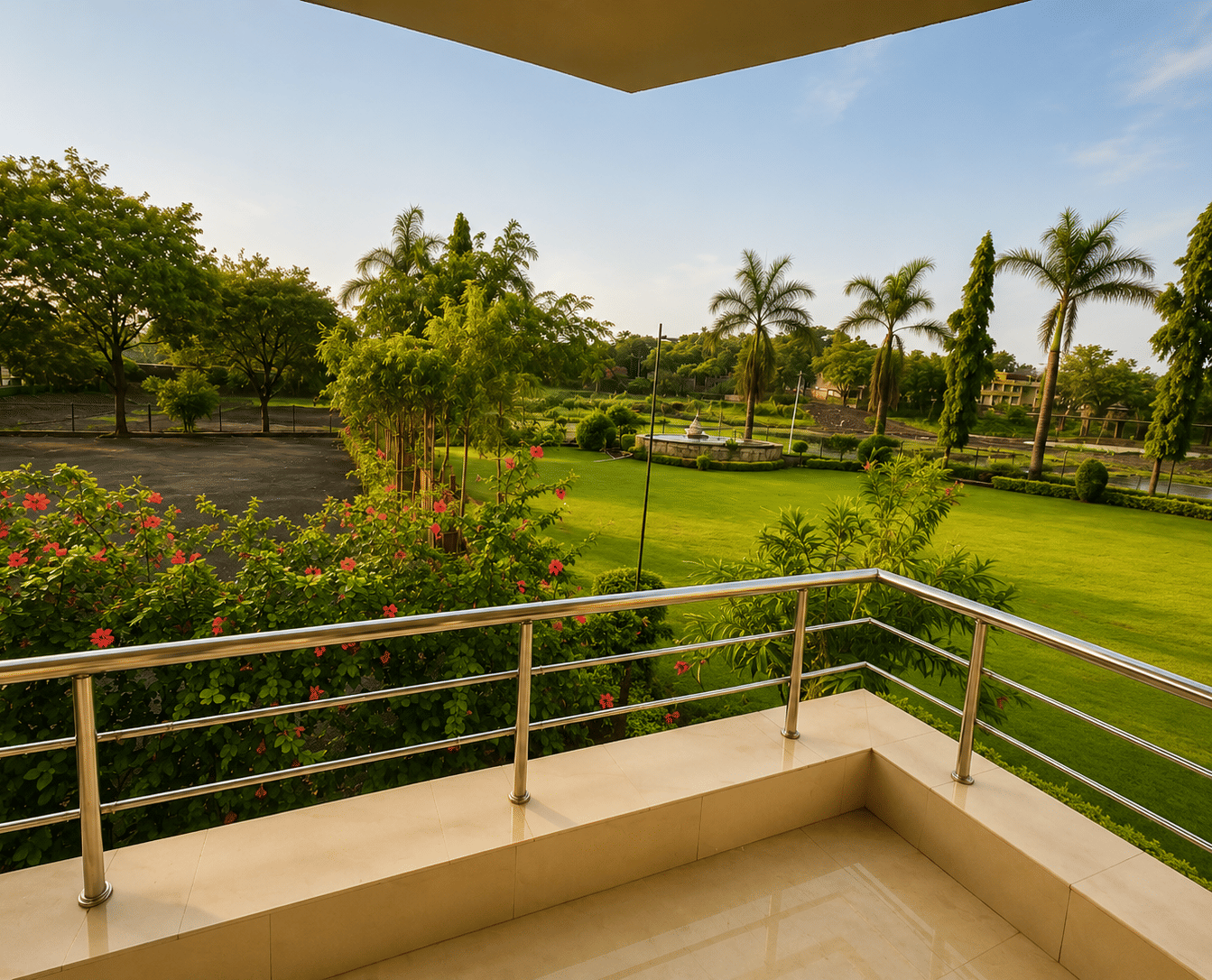 Lawn view pic from Premium room balcony