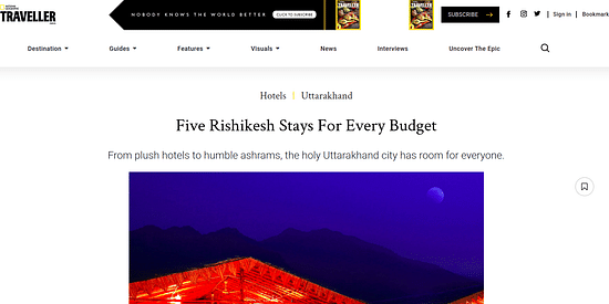 article about Rishikesh stays