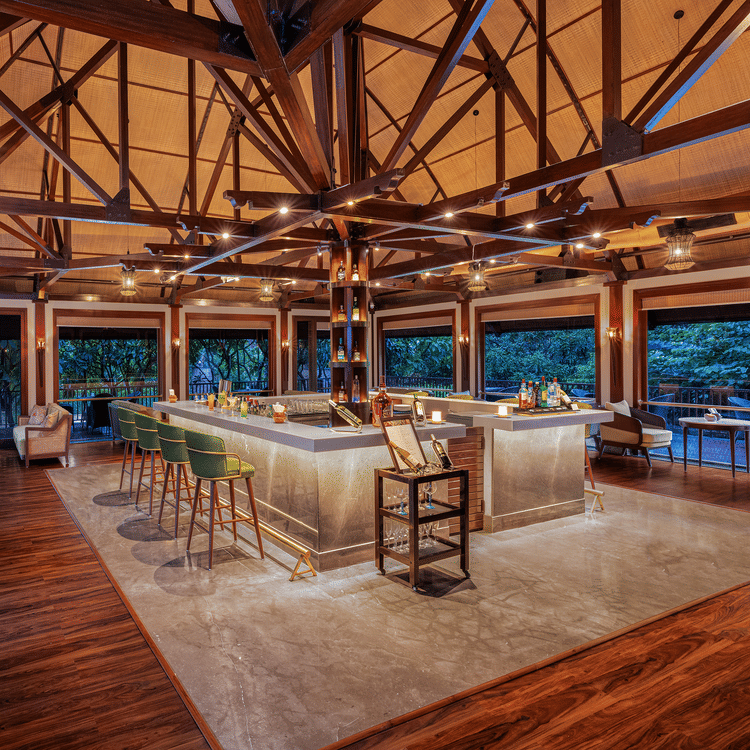 Inside view of bar with elegant interior design at Ananta Spa & Resort, Pushkar