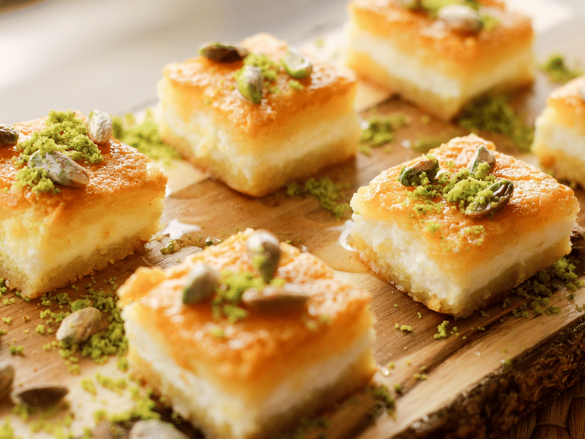 a turkish dessert topped with pistachios