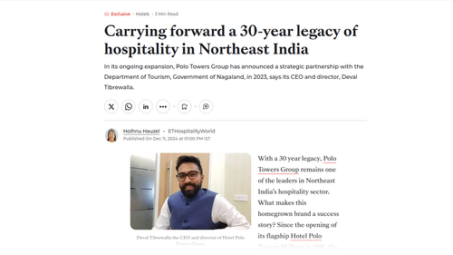 Image of CEO and Director of Polo Towers Group - Deval Tibrewalla featured on ET Hospitality webpage