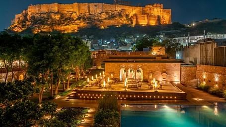 A facade image of RAAS hotel in Jodhpur