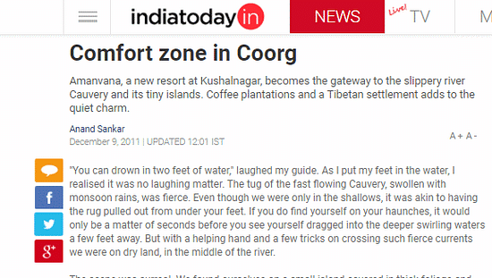 media coverage, amanvana resort and spa, luxury coorg resort 1