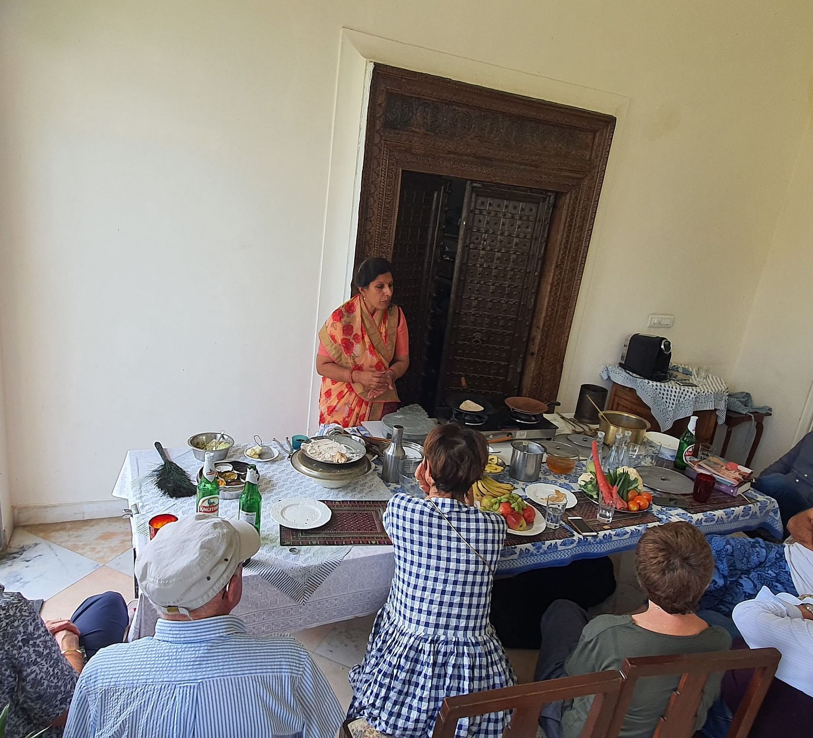 Tourists attending the cooking classes at Dev Shree, Deogarh 