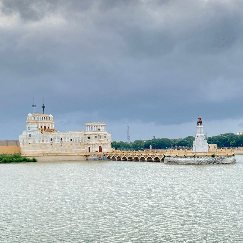 The Lakhota Palace situated on the Lakhota lake, one of the Jamnagar attractions.