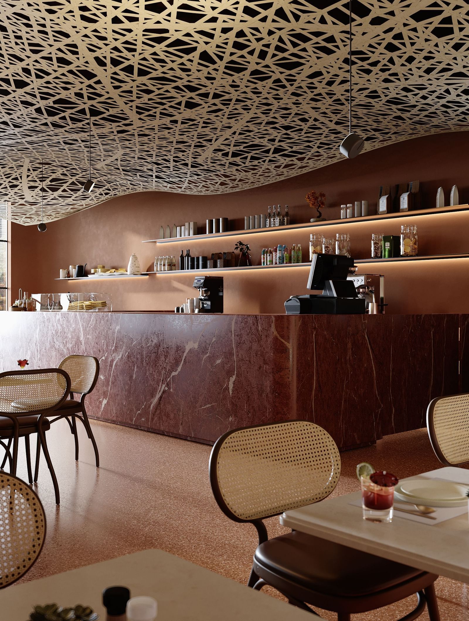 Comfortable dining seating at The Beak Bistro at The Pelican Hotel, Accra.