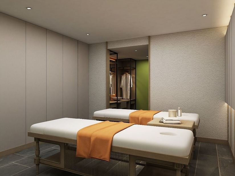 Massage beds in the spa at Cloud 9 Sarovar Premiere, Goa, designed for a relaxing and rejuvenating experience.