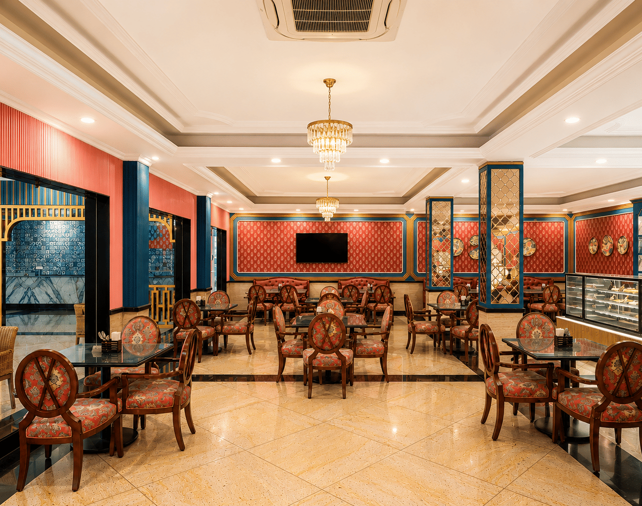 Supersnax café seating area at Mayfair Oasis Resort, Jharsuguda