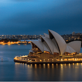 image of the sydney opera house on a late evening 