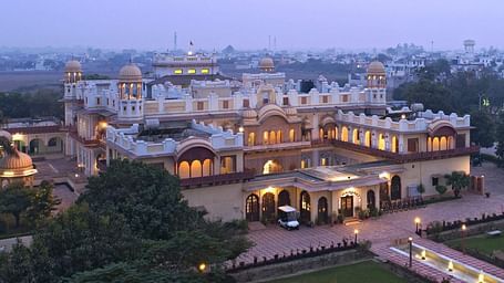 A well lit of Lakshmi Vilas during night time