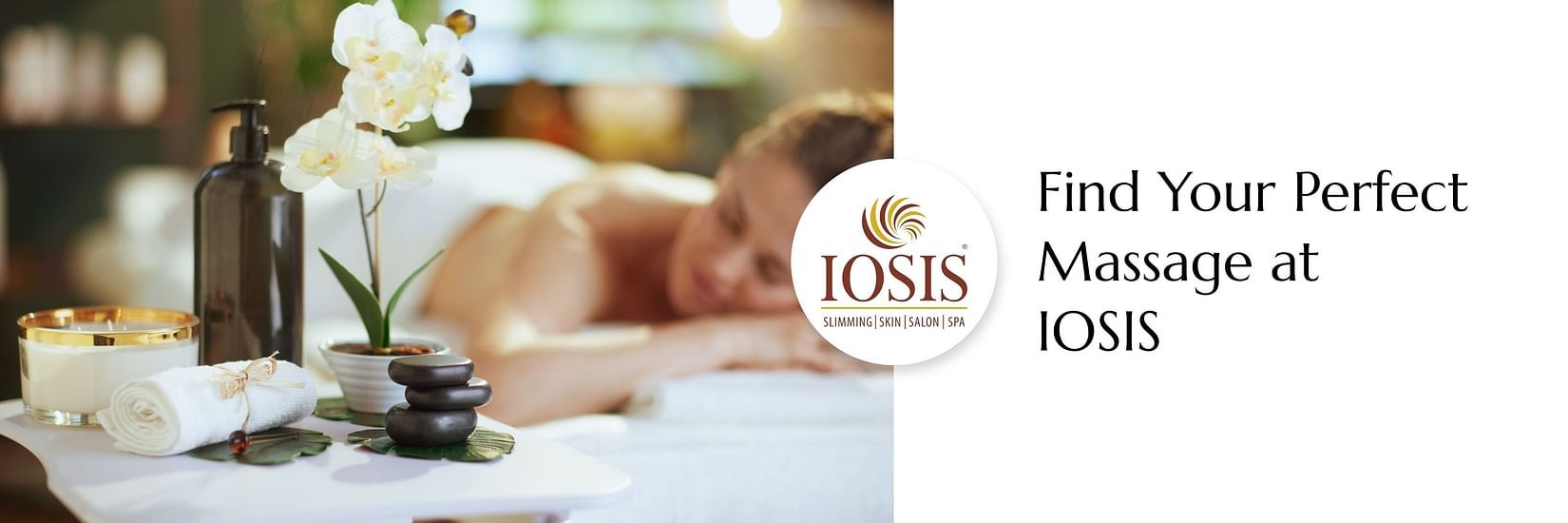 Image of a banner with IOSIS logo and a picture of a lady getting massage done