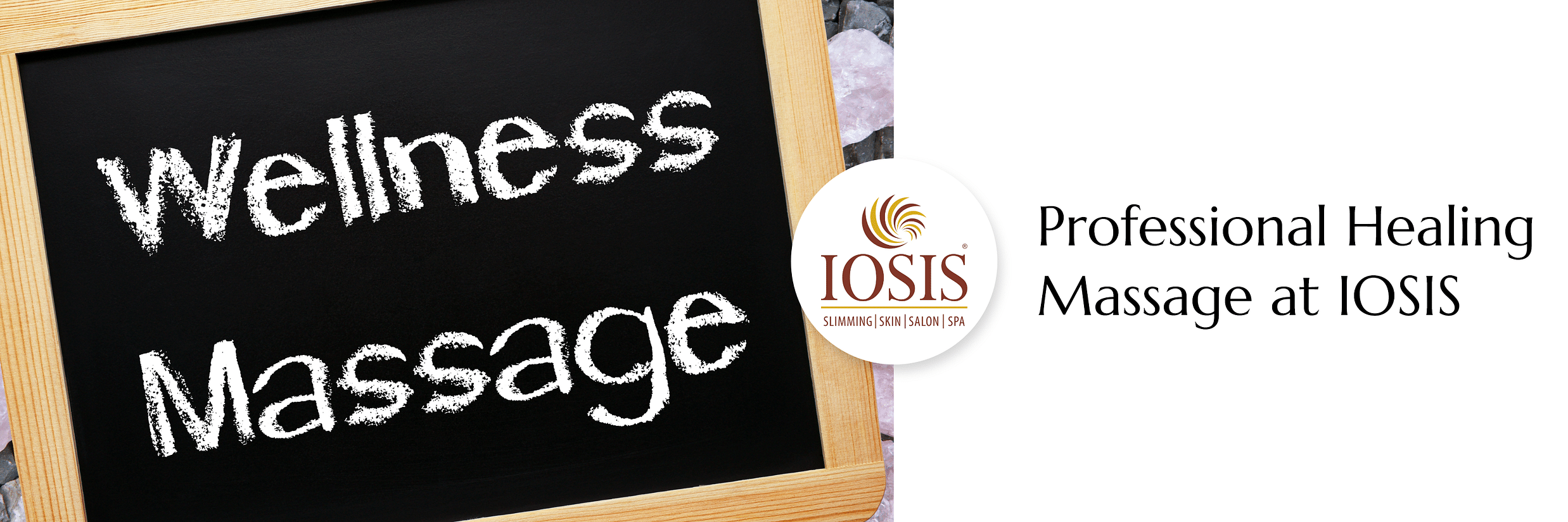 Banner image displaying Wellness massage pluck cared with IOSIS logo