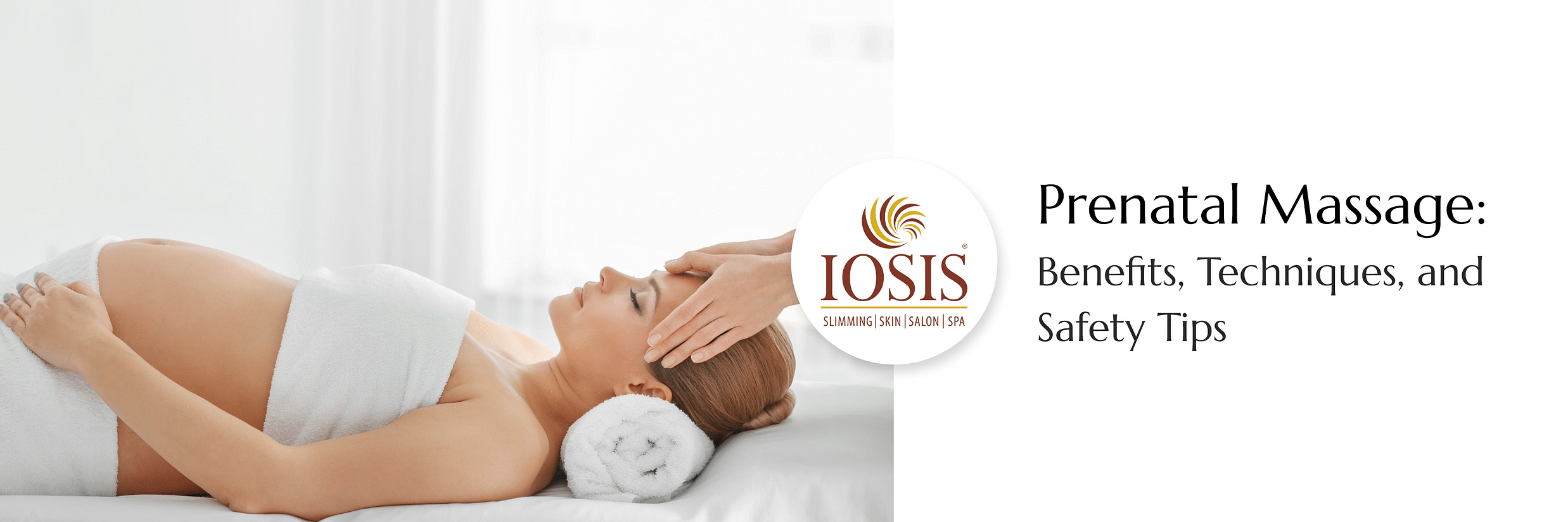 A pregnant lady lying on a spa bed to get prenatal massage done