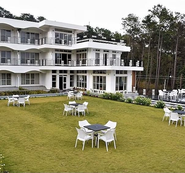 Seating arrangement in the lawn at La Nicholas, Shillong
