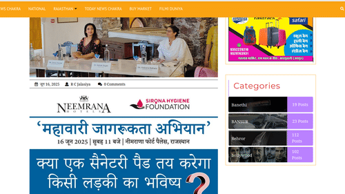 Awareness panel on menstrual hygiene at Neemrana Fort-Palace hosted by Sirona Hygiene Foundation, featuring speakers at the discussion table.