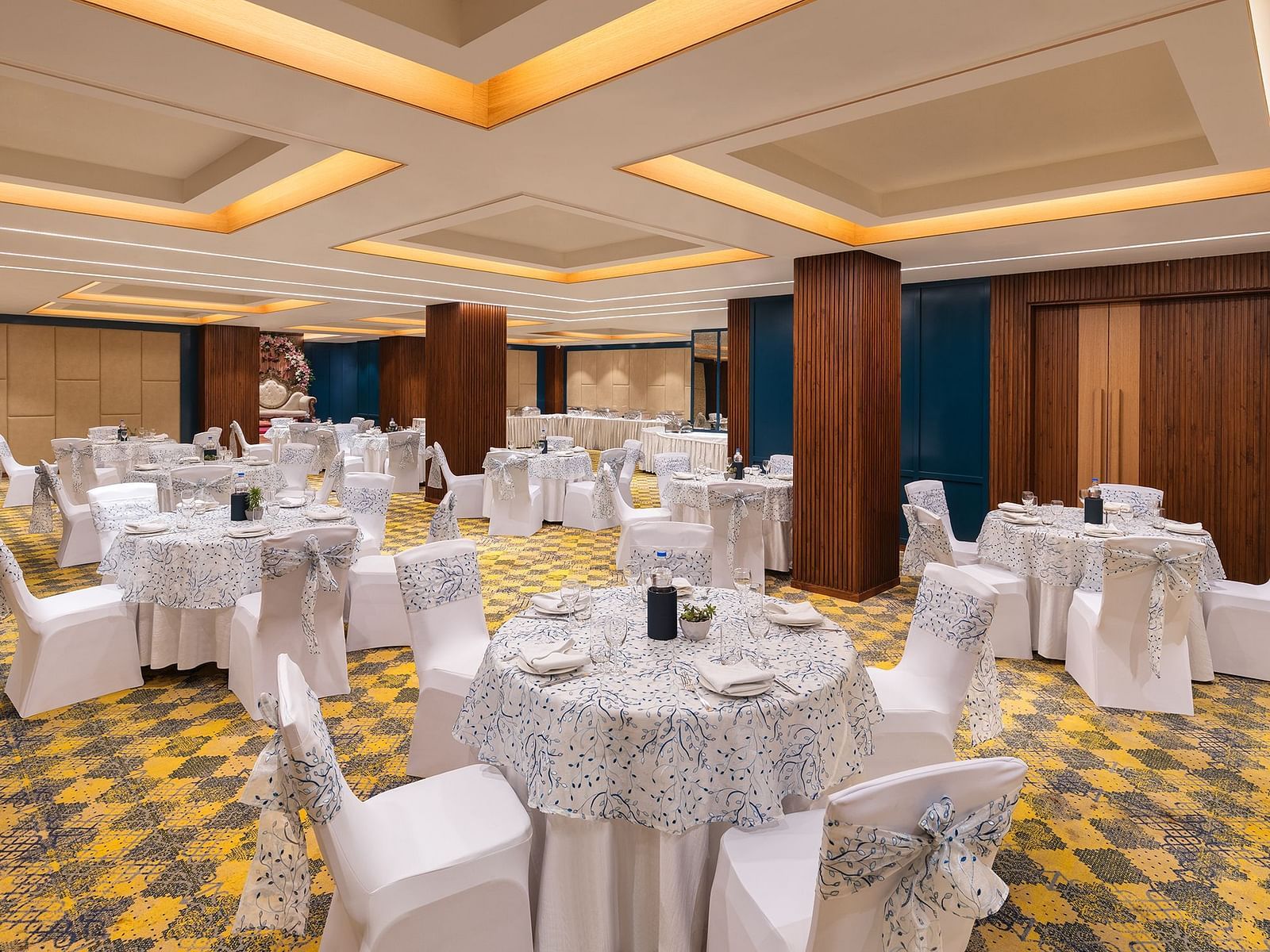 Seating arrangement in the banquet hall at Infinitea Centric, Dharamshala