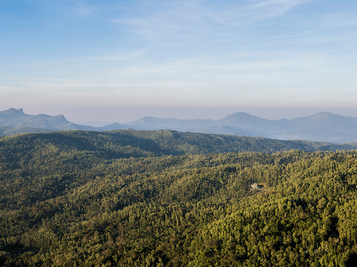 aerial view of Mountains in Chikamagalur