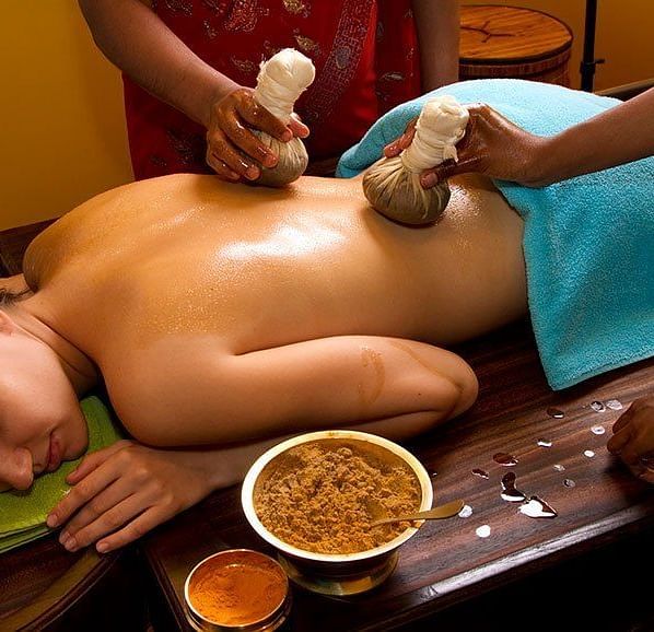 a Woman getting an ayurvedic massage at Ocean Spray Puducherry 