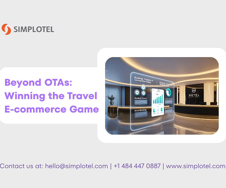 Projector displaying a growth graph during a presentation of the Beyond OTAs: Winning the Travel E-Commerce Game eBook