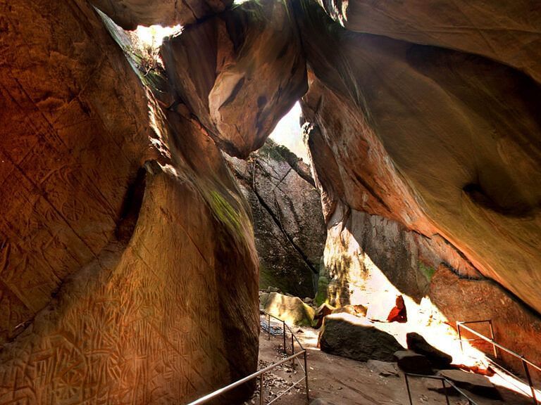 An image showing insided of Edakkal-caves