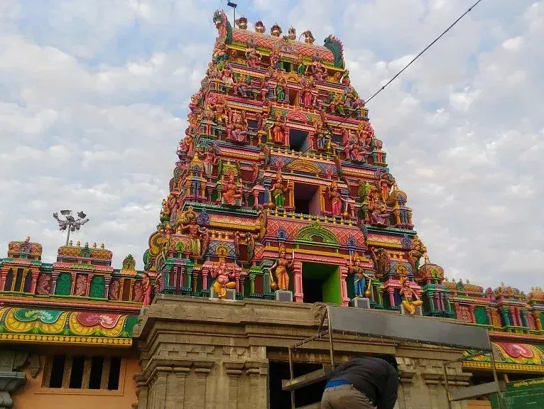 Overview of Samayapuram Mariyamman Temple with intricate carvings