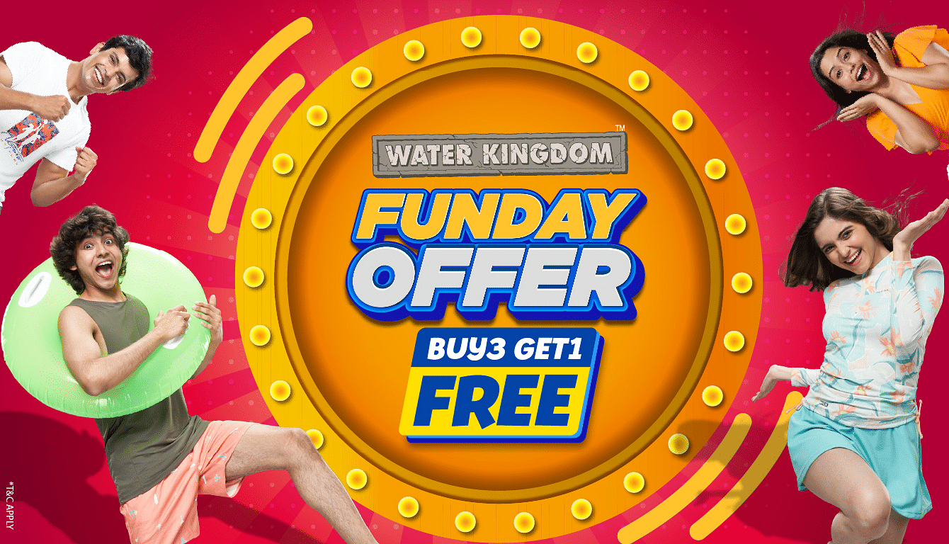 Funday Offer creative featuring four people - Buy three get one ticket free