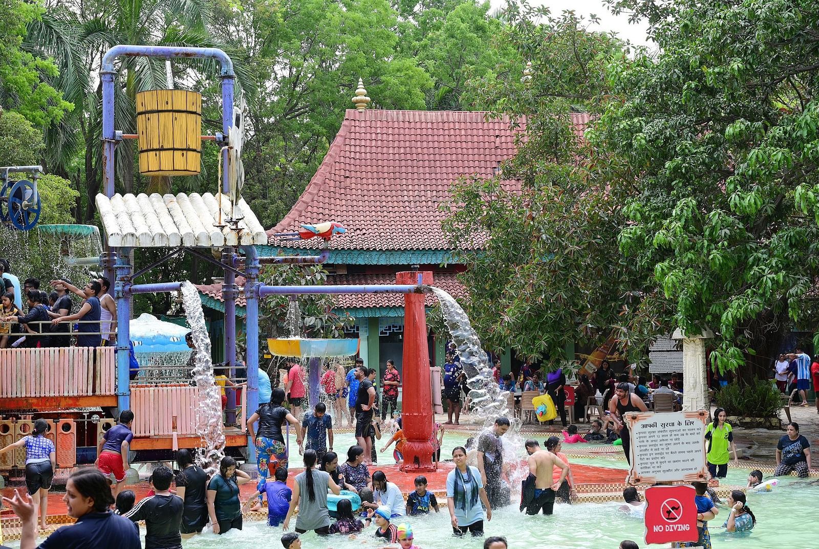 An image of a huge number of crowd playing at the Lagoon in Water Kingdom
