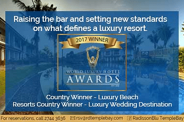 Poster announcing a luxury resort's award win for excellence in luxury and destination weddings.