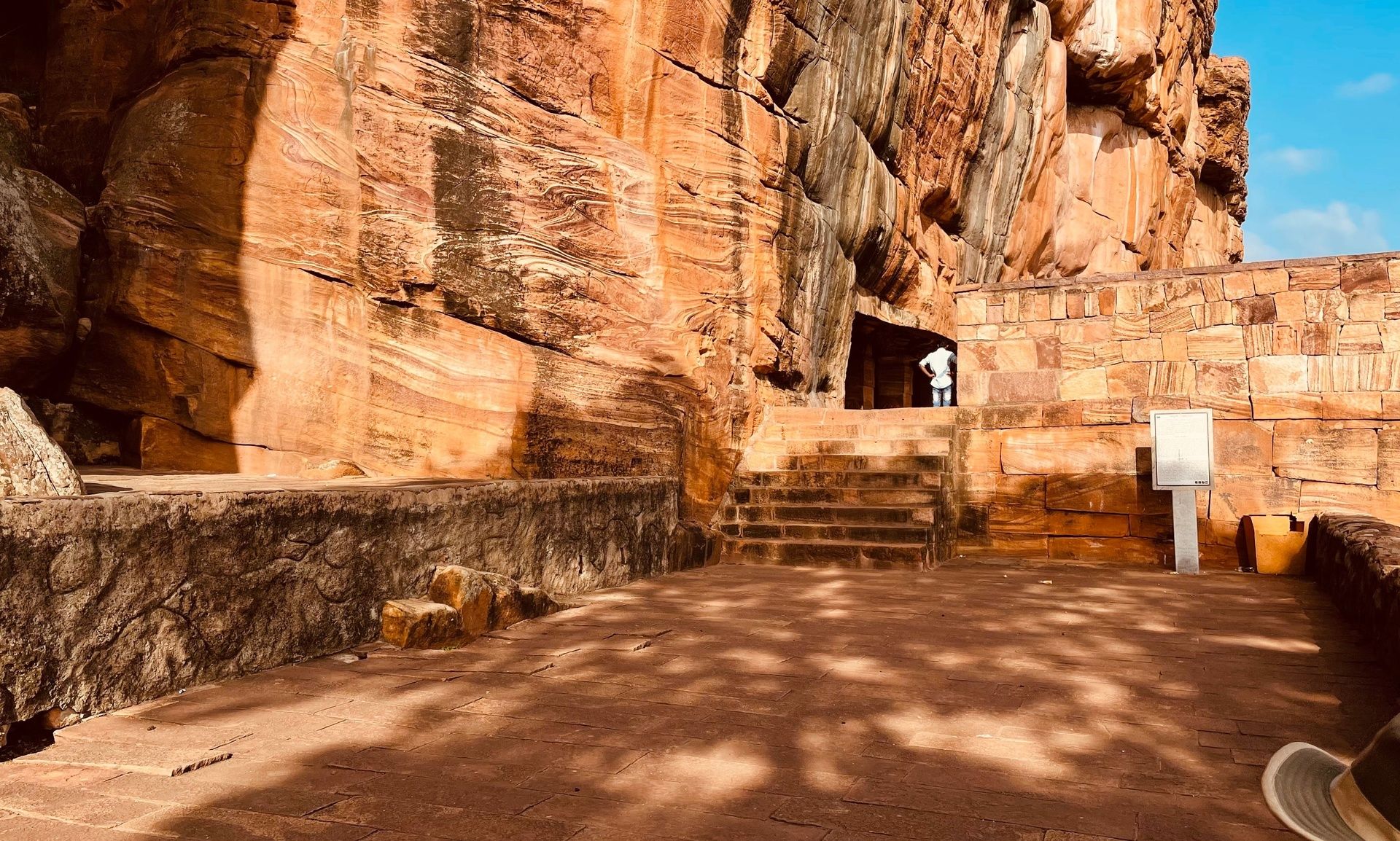 Badami Cave Temples in Karnataka carved from cliffs.