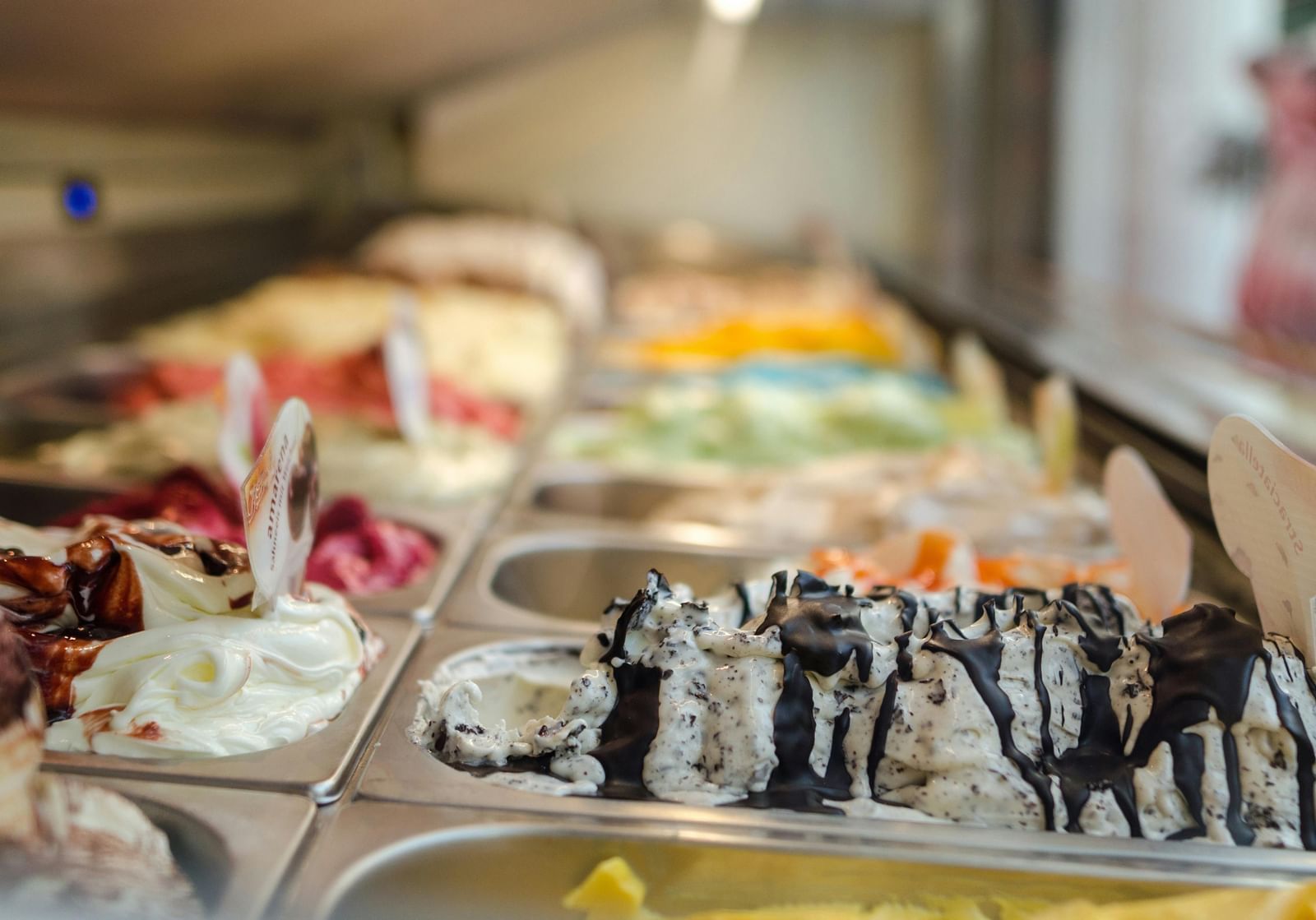A close-up shot of ice creams with blurred background.