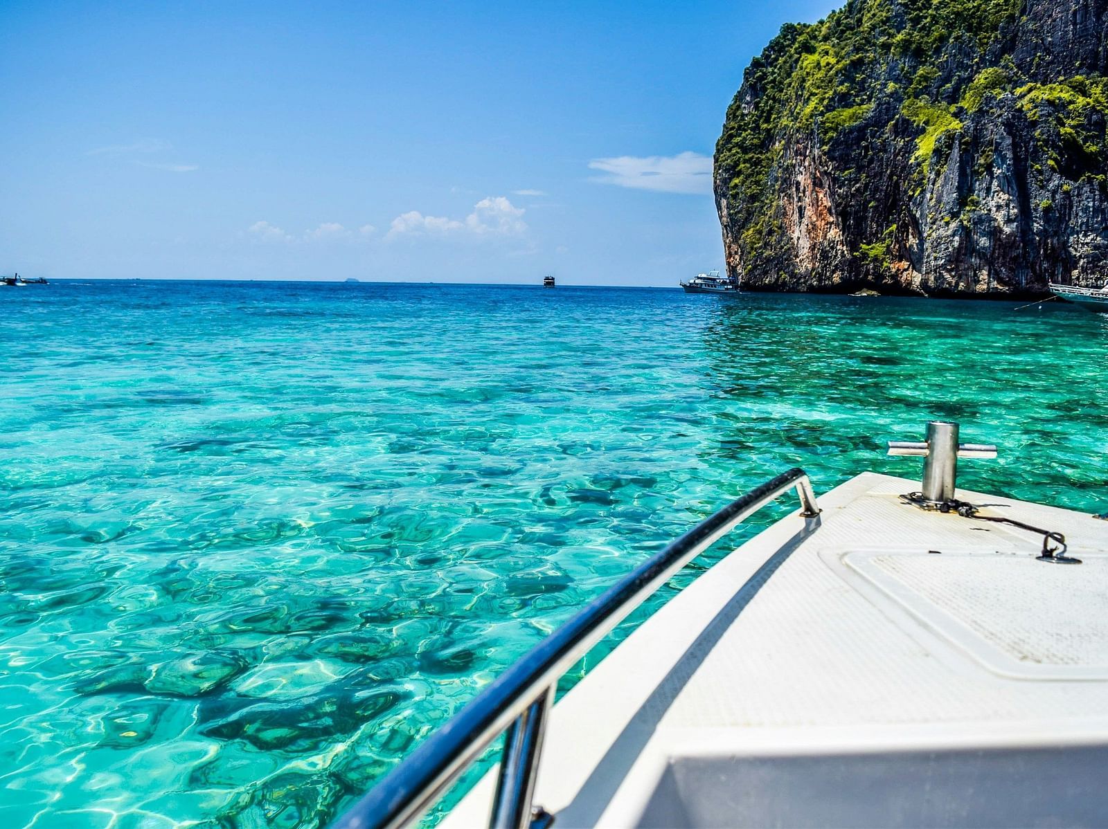 boat and blue sea in the andaman islands