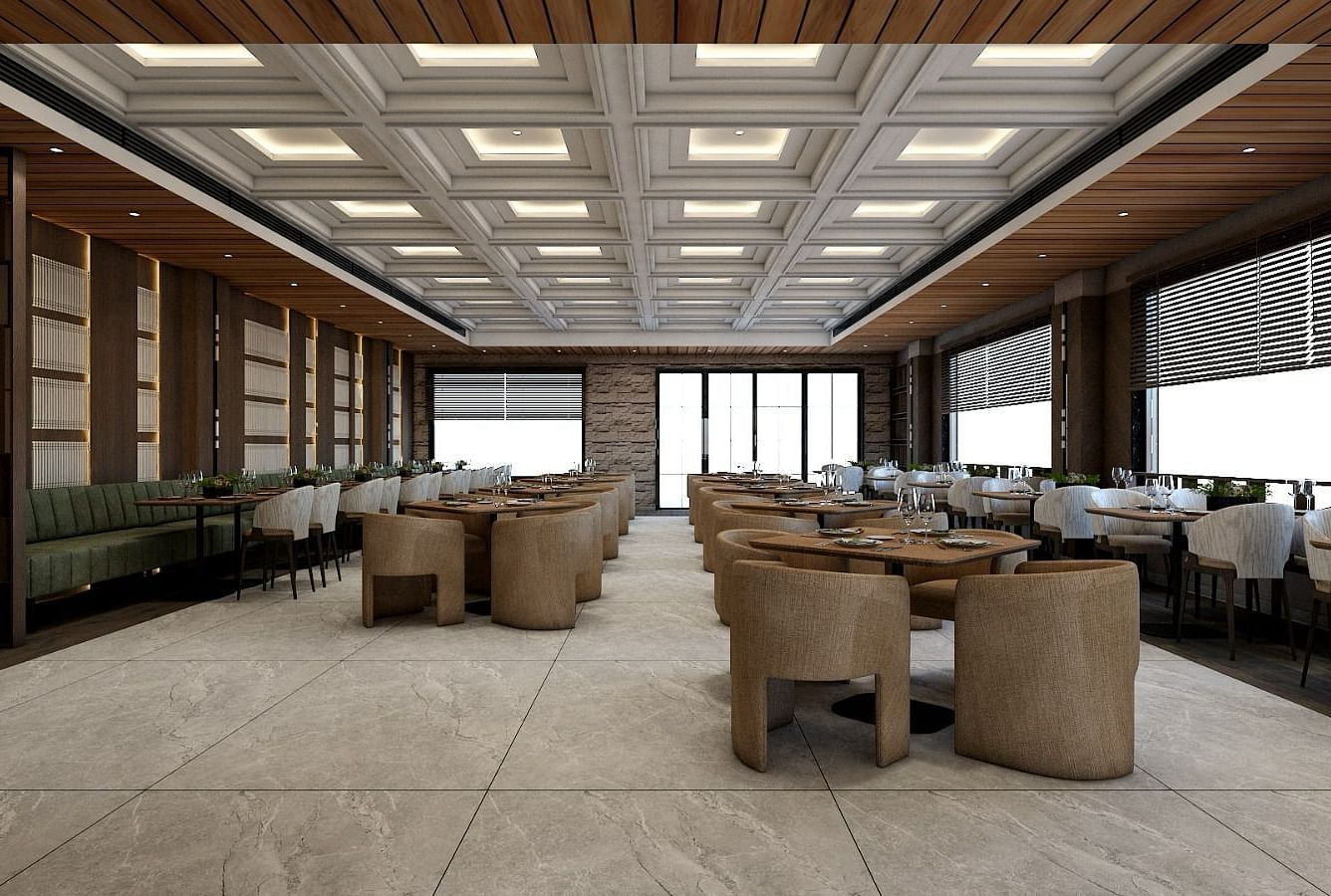 Full view image of the restaurant with modern interiors - Namaste Corbett