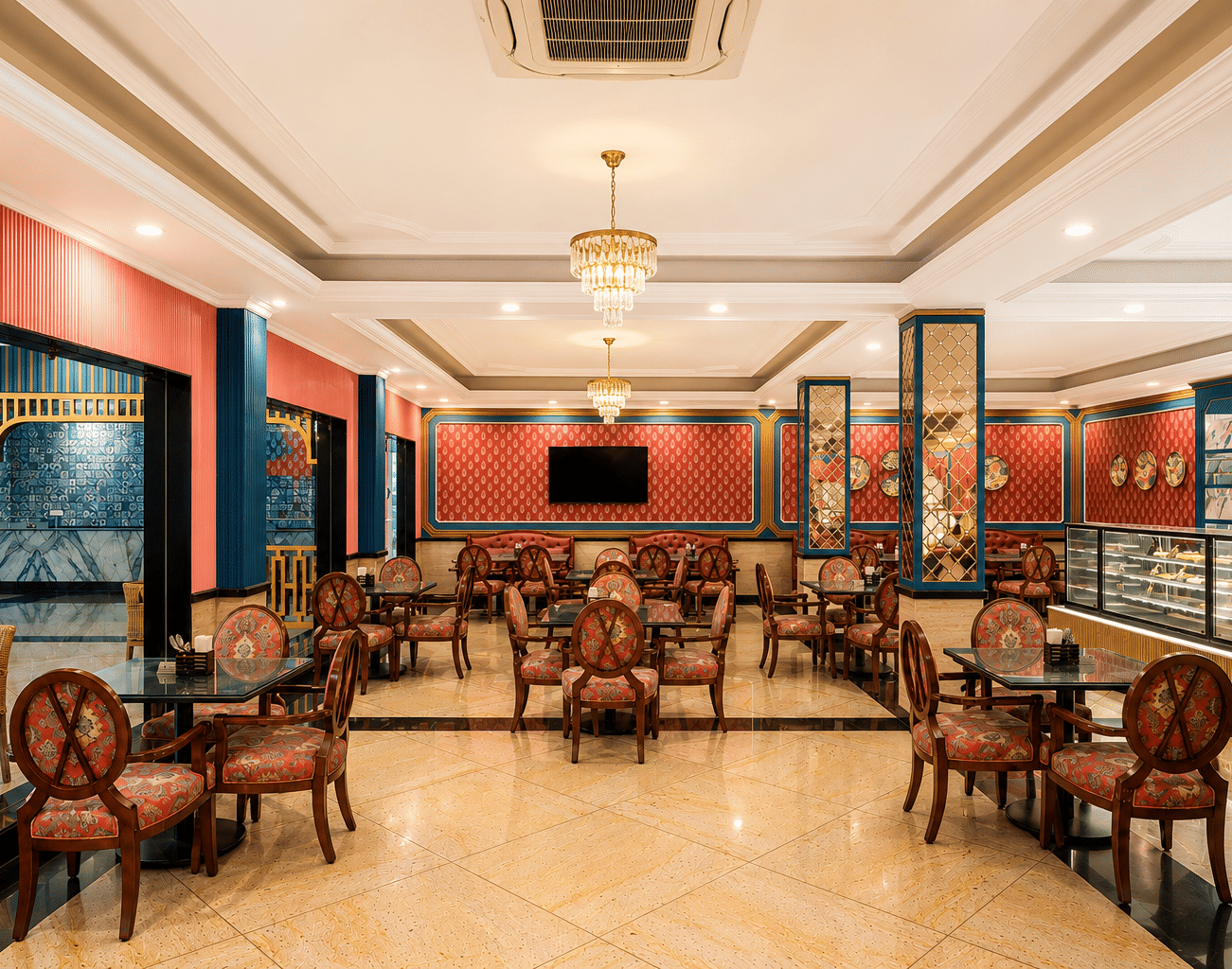 Supersnax café seating area at Mayfair Oasis Resort, Jharsuguda