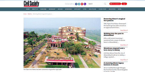 article about restoring Alwar's fort palaces