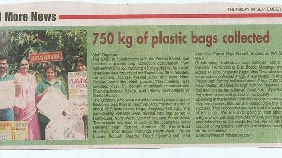 article about 750 kg plastic bag being collected