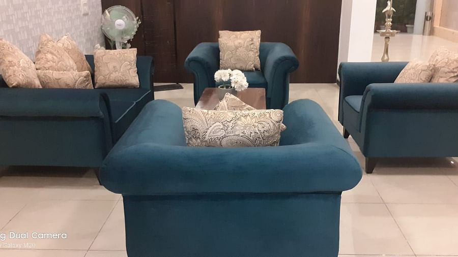 Sofa seating in the lobby area of The Pearl Hotel, Hassan