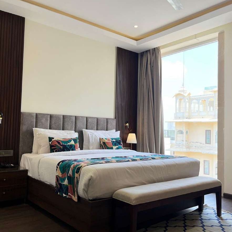 premium city view  room with king sized bed at Aura Boutique Hotel, Udaipur