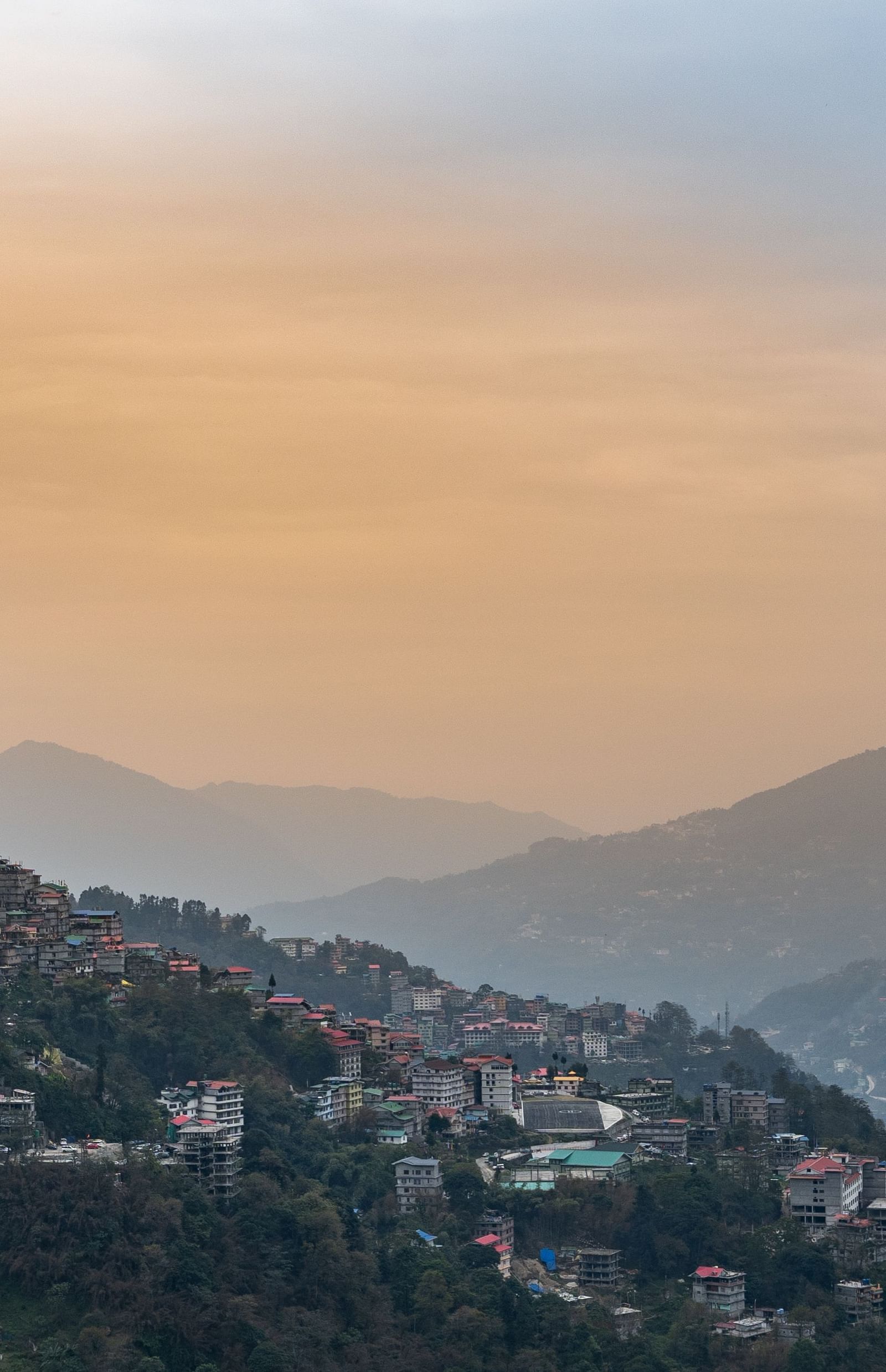 Scenic view of the hills .