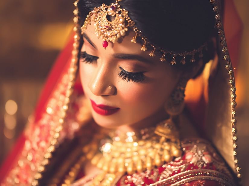 Image of a beautiful bride after makeup