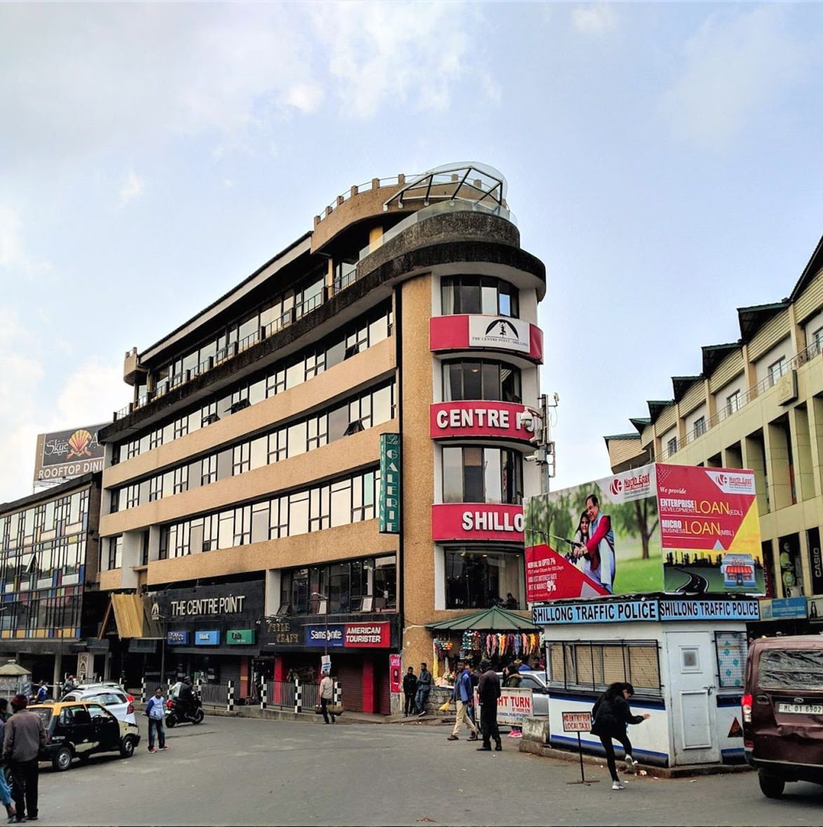 A vibrant street scene of the city centre, a popular tourist spot near the Polo Hotel Shillong.