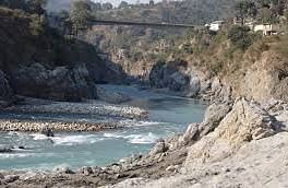 Stunning nature view with river and rocky shore in Shimla