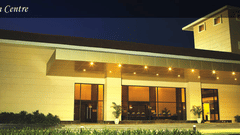 The exterior facade of the Convention Centre in Madh Island, Mumbai