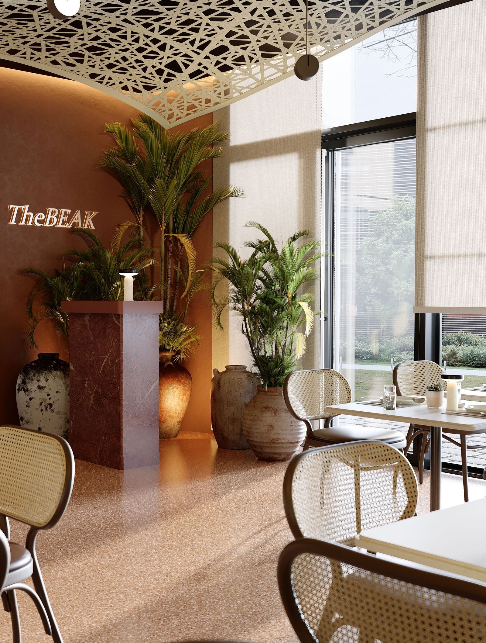 Comfortable dining seating at The Beak Bistro at The Pelican Hotel, Accra.